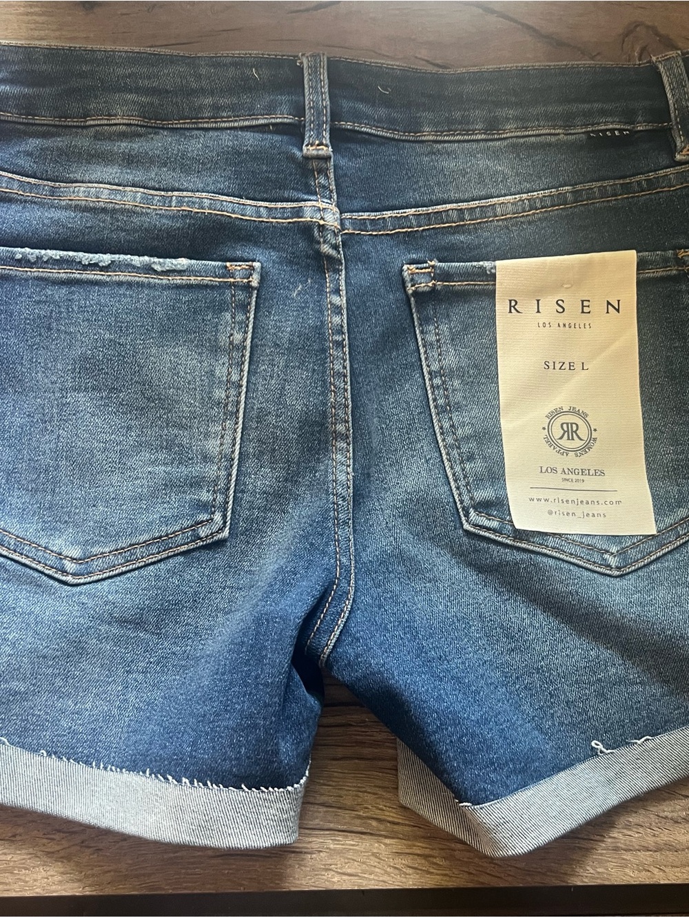 Risen Los Angeles Women's Mid-rise Blue Denim Shorts